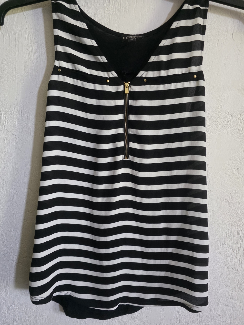 Express Black and White Striped Sleeveless Top